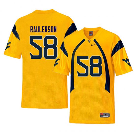 Men's West Virginia Mountaineers NCAA #58 Ray Raulerson Yellow Authentic Nike Retro Stitched College Football Jersey ZW15O18ZV